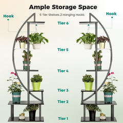 6 Tier Metal Plant Stand Rack of 2 Indoor Multiple Stand Holder Shelf Planter Display