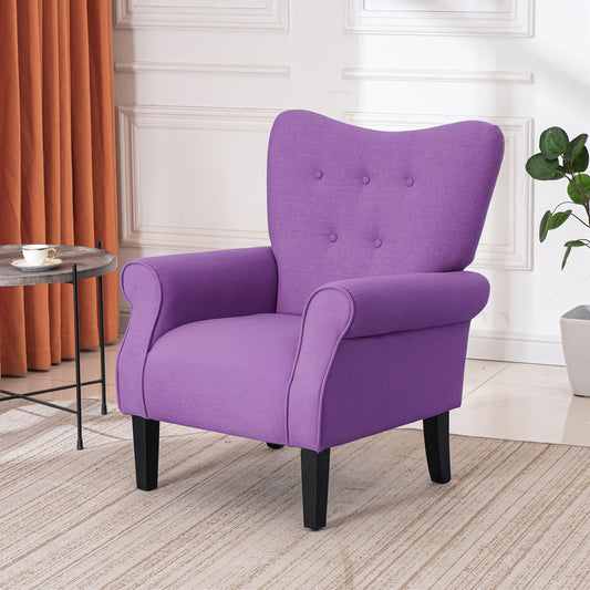 Fabric Living Room Chair, Modern Upholstered Accent Chair, Single Sofa Club Chair, Purple