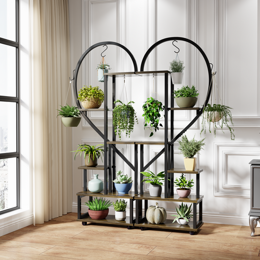 5 Tier Metal Plant Stand 2 Pcs Plant Stands for Indoor Plants Multiple, Plant Shelf for Planter Display with 2 Hooks