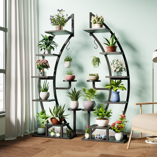 6 Tier 9 Potted Metal Plant Stand for Indoor Plants Multiple, Plant Shelf for Planter Display, 2 Pcs