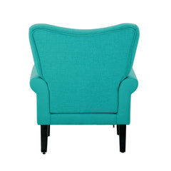 Mid Century Wingback Arm Chair, Modern Upholstered Fabric, Tiffany Blue