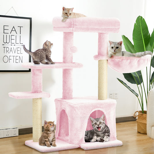33" Multi-Level Cat Tree Cat Tower for Indoor Cats, Cat Condo with Scratching Post, Pink