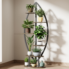 6 Tier Flower Stands for Indoor Plants Multiple, Leaf-Shape Metal Plant Shelf