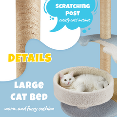 Dolphin Cat Tree for Indoor Cats, 27" Cat Tower with Scratching Post, Multi-Level Plush Bed Perches