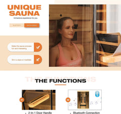 1-2 Person Infrared Sauna, 10 Minutes Warm-up Heater Tube & Carbon Panels