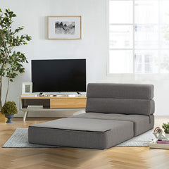 Triple Fold Down Sofa Bed, Sleeper Sofa 2 in 1 Tri-Fold Floor Couch Guest Chaise, Grey