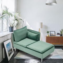 Modern Design Convertible Sectional Sofa Couch with Modern Velvet Fabric and Metal Feet, Green