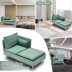 Modern Design Convertible Sectional Sofa Couch with Modern Velvet Fabric and Metal Feet, Green