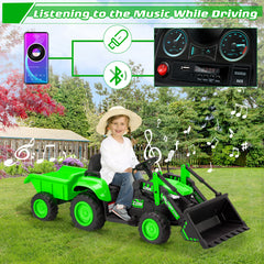 12V Battery Powered Ride on Tractor, Green