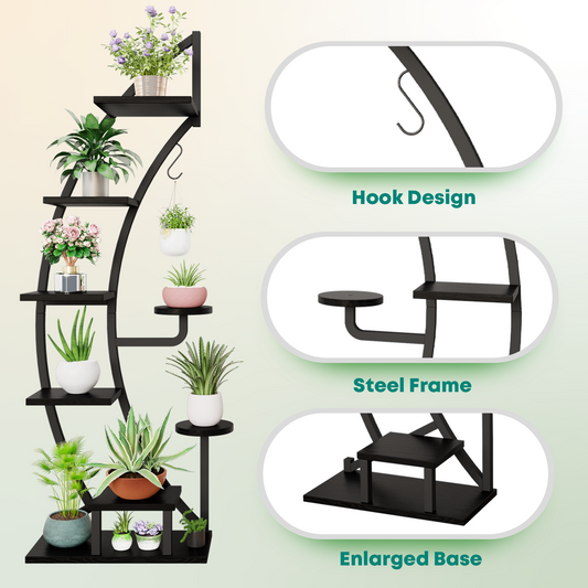 6 Tier 9 Potted Metal Plant Stand for Indoor Plants Multiple, Plant Shelf for Planter Display, 2 Pcs