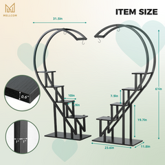 5 Tier Plant Stand Indoor, Heart-Shape Plant Shelf with Hanging Hook, Multiple Planter Display