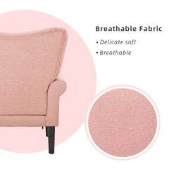 Mid Century Wingback Arm Chair, Modern Upholstered Fabric, Light Pink
