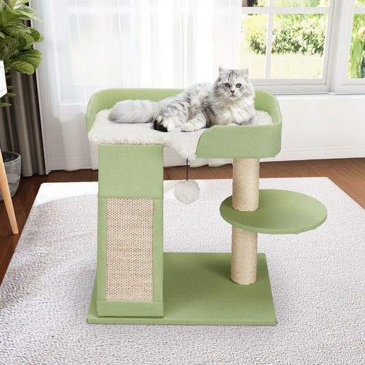 Multi-Functional Cat Tower with Sisal Surfaces and Interactive Swing Ball