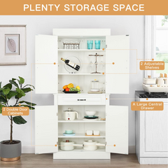 71'' Freestanding Kitchen Pantry Cabinet, Tall Storage Cabinet with Drawer and Adjustable Shelves